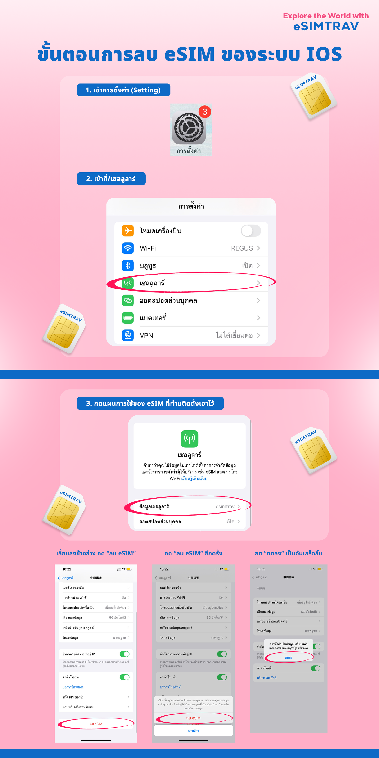 วิธีการลบ eSIM บน iOS